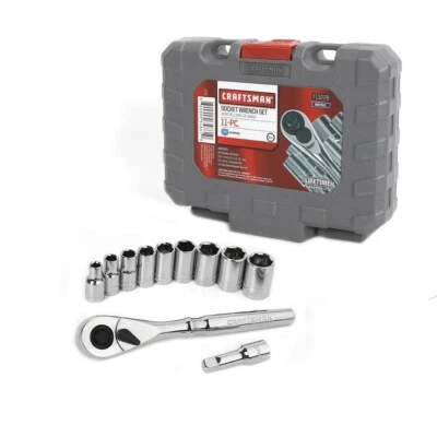 New Craftsman 6-Point 1/4" Socket Wrench Quick Release Ratch Durable 11 Pieces - Image 1 of 2