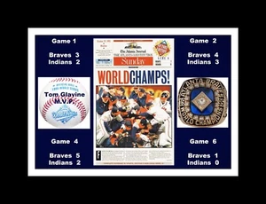 ATLANTA BRAVES MATTED SINGLE COLLAGE PIC SHOWING NEWSPAPER/WORD SERIES BALL@RING - Picture 1 of 1