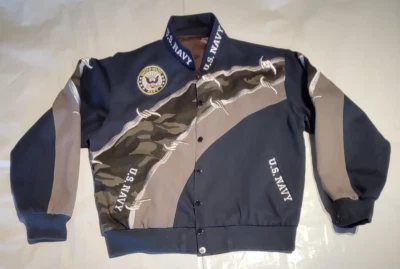 Chaqueta Abrigo Bombardero de Vuelo Camuflaje Lona Reversible XL Marina de los Estados Unidos Foto 1 de 4