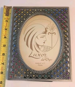 Mandalay Bay Luxor Las Vegas Metal 5x7 Photo Frame Multi-colored Stones GORGEOUS - Picture 1 of 3