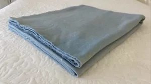 Vintage Blue Lightweight Queen Pure Wool Blanket 245 cm x 200 cm Faults Pet - Picture 1 of 15