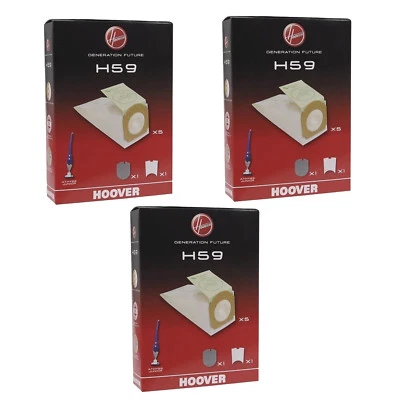 HOOVER Vacuum Genuine H59 Paper Dust Bags Exhaust Filter Pre Motor Filters x 15 - Image 1 of 2