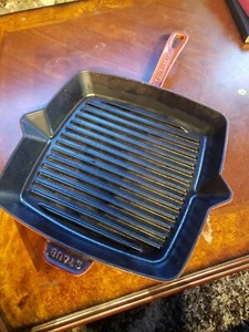 Vintage Staub France 12” Enameled Cast Iron Grill Pan with Side Spouts  - Picture 1 of 11