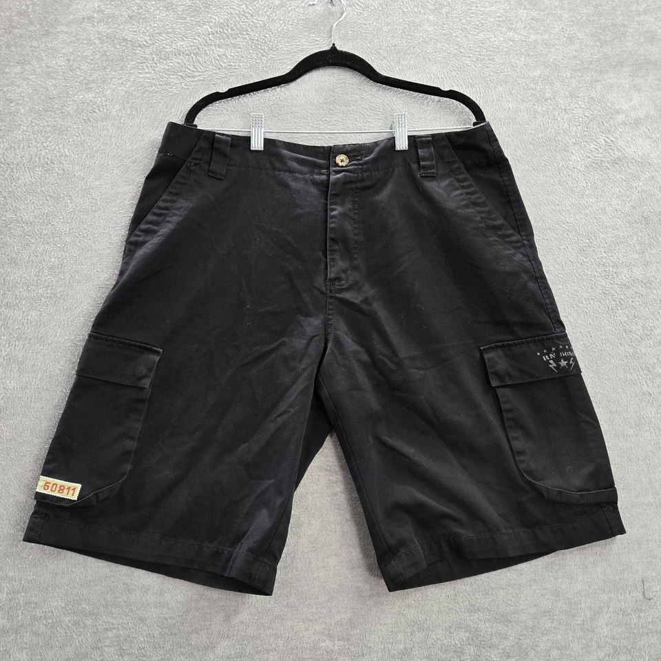 VINTAGE Anchor Blue Men Shorts 34 Black Cargo Patch Logo 11" Skater Y2K - Image 1 of 4