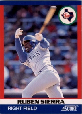 1991 Score 100 Superstars  #12 Ruben Sierra  Texas Rangers *+* - Image 1 of 2