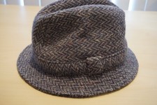Donegal Tweed 100% Wool Made in Ireland Blue Herringbone Mens Hat Sz 7 1/8 M