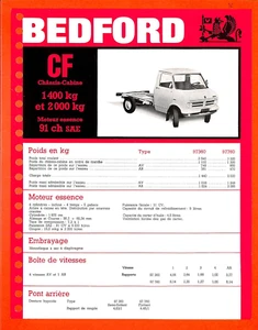 BEDFORD TRUCKS / CF CHASSIS - CABINE / FICHE TECHNIQUE - Bild 1 von 2