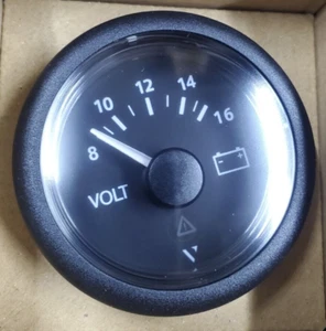 Veratron 2-1/16" ViewLine Voltmeter Gauge - 8-16V - Black Dial and Bezel - New - Picture 1 of 2