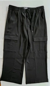 Banana Republic Damen Cargohose Large schwarz BR Sport weites Bein Gummibund - Bild 1 von 10