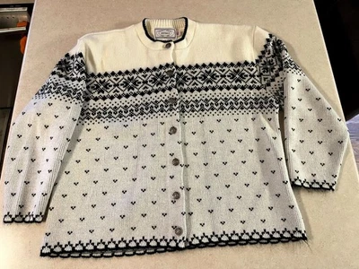 Jersild Cárdigan Suéter Lana Virgen De Colección Años 60 Negro Crema Mujer’s XXL Botones Foto 1 de 4