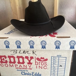 Cowboy Hat Chris Eddy Black Size 7 With Box XX Fur Blend - Picture 1 of 13