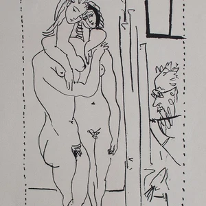 Picasso deux modeles nus Lithografie Offset Expressionismus 500 Ex unsign 1954 - Picture 1 of 4