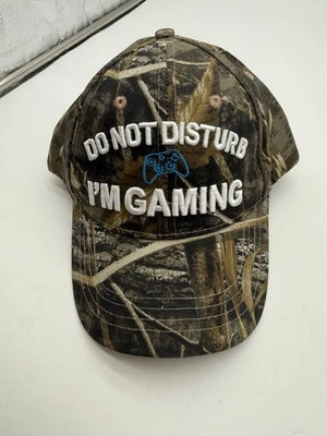 Camo Baseball Hat Do Not Disturb I’m Gaming Adjustable Cap Gamer Gift Pre-Owned - Image 1 of 4