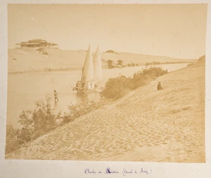 PHOTO Albumine	Egypte	Chalet du Khedive Canal de Suez	1870  25X30CM - Foto 1 di 2