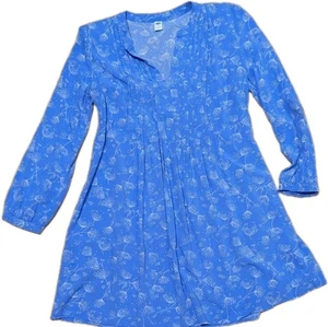 Abito tunica donna blu pervinca pintuck Old Navy taglia MED floreale boho costiero - Foto 1 di 8