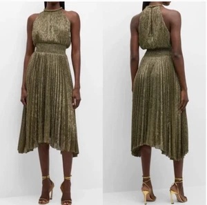 A.L.C. Renzo II Metallic Plissee Midikleid Antik Gold 6 Neu mit Etikett $ 495 - Bild 1 von 1