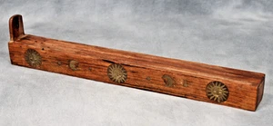 Vintage 1990s Sheesham Wooden Sun & Moon Inlay Long Incense Stick Case & Burner - Picture 1 of 5