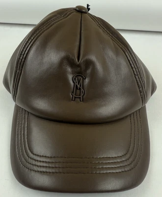 NUEVO Sombrero/Gorra para Mujer Steve Madden Marrón Imitación Cuero Satinado Forrado Foto 1 de 4