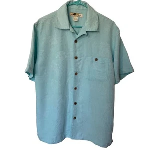 Joe Marlin Unwind Mens M Aqua Mint Casual Hawaiian Button Up Camp Shirt Beachy - Picture 1 of 5