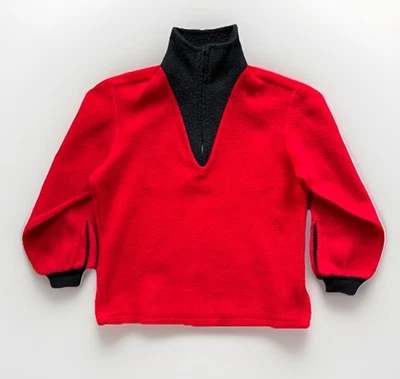 Vintage 1950s McGregor Nylon Fleece 1/4 Zip Jacket Sweatshirt Red Black Small - Image 1 of 4