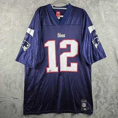 Camiseta de fútbol americano Tom Brady New England Patriots Reebok NFL para hombre XL #12 vintage Foto 1 de 4