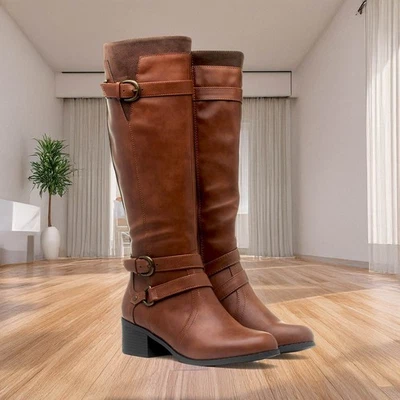 Lilley Womens Boots Tan Adults Ladies Knee High Zip Up Buckle Heeled SIZE - Image 1 of 4