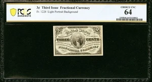 PCGS ChUNC 64. FR# 1226 Fractional 1864 Union Currency 3c, Civil War Third Issue - Picture 1 of 5