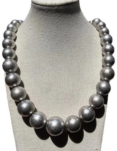 Collana donna vintage argento graduato grande perline tonde misura 29” qualità - Foto 1 di 13