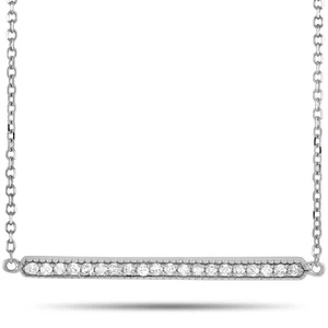 14K White Gold 0.10 ct Diamond Bar Necklace - Picture 1 of 1