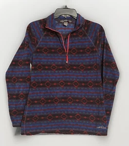 NEUWERTIG EDDIE BAUER M DAMEN BLAU 1/4 REISSVERSCHLUSS FLEECE PULLOVER AZTEKEN DESIGN SHIRT JACKE - Bild 1 von 6