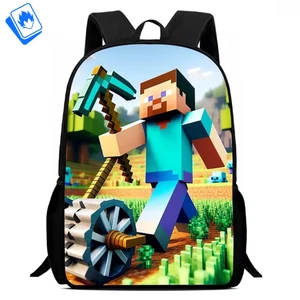 Zaino Grande Minecraft – Scuola Elementare Media – Creeper & Steve – 39x29x12 cm - Picture 1 of 6
