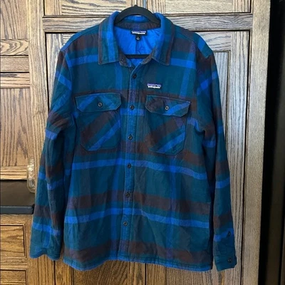Chaqueta Abrigo Patagonia Aislado Fiordo Franela Cuadros Azul Cazadora Para Hombre Grande Foto 1 de 4