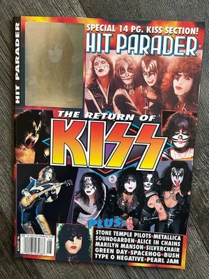 KISS Magazine Hit Parader Aug 1996 Gene Dynasty Poster Vintage Kiss Memorabilia - Image 1 of 3