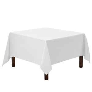 Square Tablecloth 85x85 Inch White Washable Fabric for Wedding Holiday Party - Picture 1 of 5