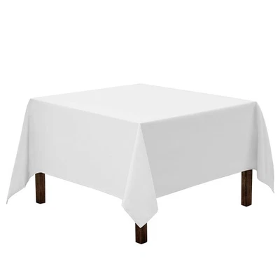 Square Tablecloth 85x85 Inch White Washable Fabric for Wedding Holiday Party - Image 1 of 4