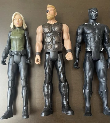 Marvel Titan Hero Series 2017 Black widow, Thor, Black Panther Lot Of 3 - Image 1 of 3