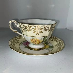 Paragon Tea Cup & Saucer Yellow & Pink Roses Bone China From England - Picture 1 of 11