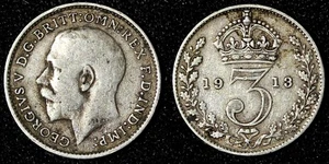 Gran Bretagna Giorgio V Argento 1913 3 Pence KM# 813 (28 326) - Foto 1 di 3