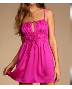 Free People Meant to Be hot Pink Strappy mini Dress, s - Picture 1 of 3