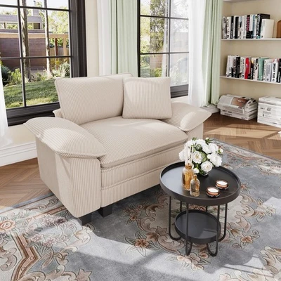 Modular Sectional Sofa Corduroy Cloud Couch with Chaise and Cushion 6/5/4/1-Seat - Image 1 of 4