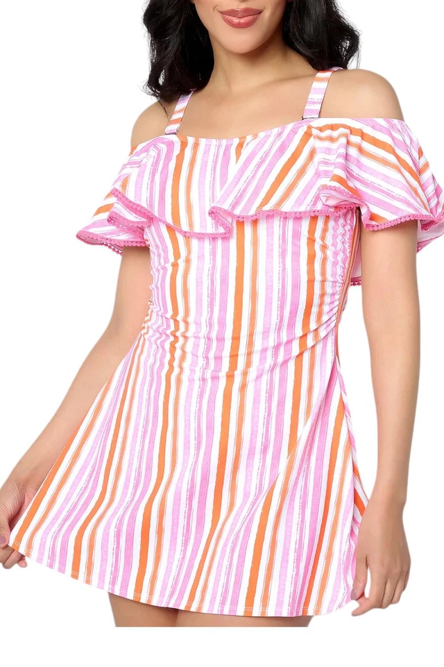 Isaac Mizrahi Live! Vestido de baño Bridgehampton para mujer con rayas cortas Foto 1 de 1