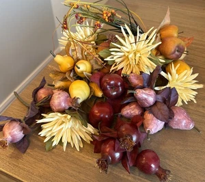 Vintage Kunststoff Obst und Blätter Stängel, Floral, Kunststoff Pflanzen, Herbst, 13 Stück - Bild 1 von 11