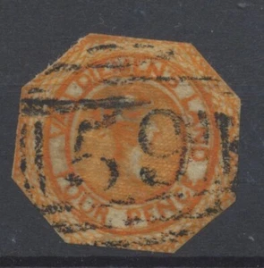 Tasmania Australia 1853 4d bright orange No wmk Imperf Type 2 cut to shape Used - Picture 1 of 3