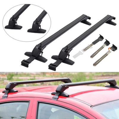 Pair Car Roof Rail Luggage Rack Baggage Carrier Aluminum Alloy w/ Antitheft Lock - Image 1 of 4