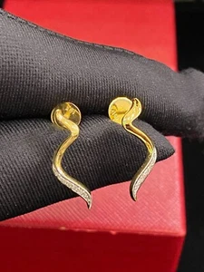 Stunning 0.13 Cts Round Brilliant Cut Natural Diamonds Stud Earrings In 14K Gold - Picture 1 of 12