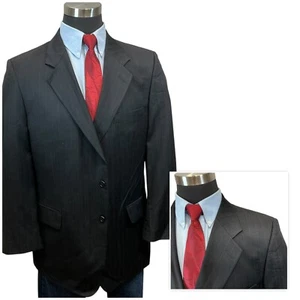 43R Petrocelli Italian Wool Suit Jacket Sport Coat Blazer Black Pinstripe 100% w - Picture 1 of 14