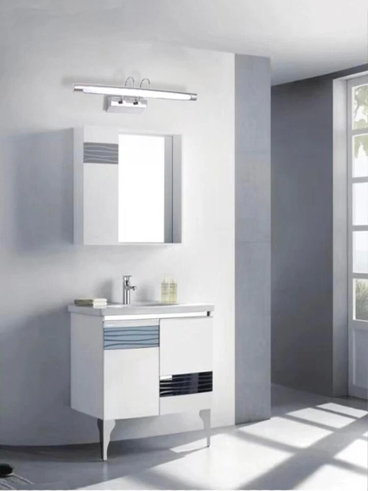 Lampada da specchio bagno 12 w led luce bianca calda naturale 3 cct argento f03 - Immagine 1 di 4