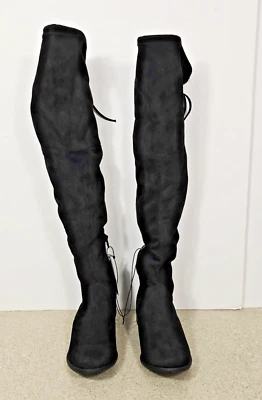 Merona Size 8 Gisela Women's Black Boots Over The Knee Faux Suede Low Heel - Image 1 of 4