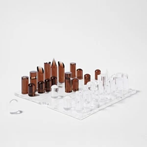 SunnyLife Lucite Chess & Checkers Limited Edition Whiskey Noir (NEW DAMAGE BOX) - Picture 1 of 12