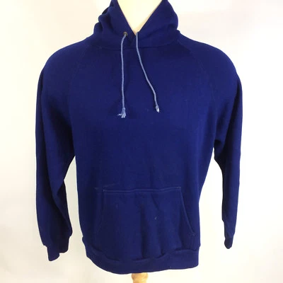 Sudadera con capucha vintage súper suave acrílico años 70 80 azul envejecido chaqueta en blanco Foto 1 de 4